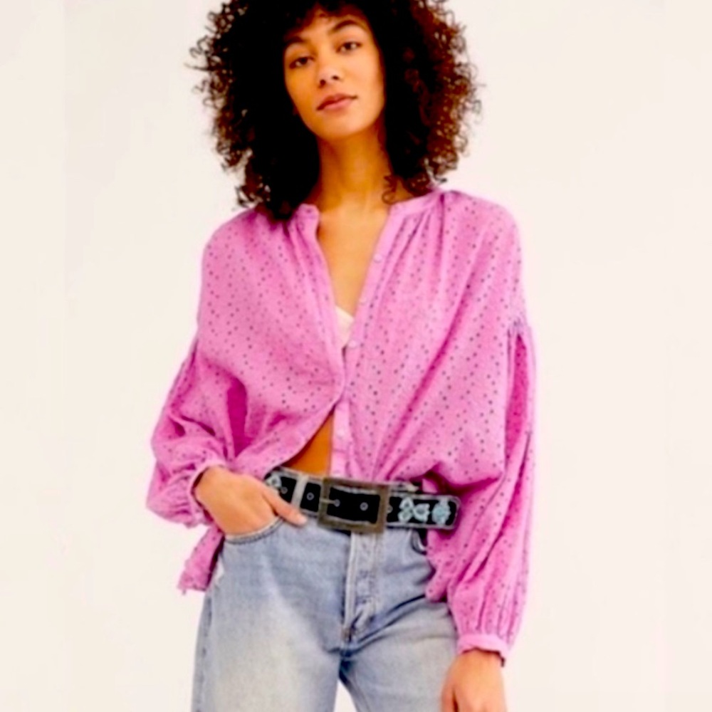 Free people purple eyelet top